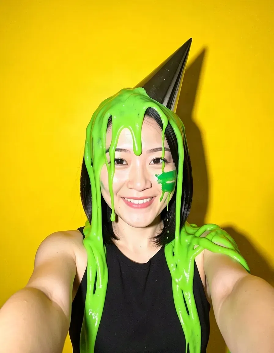Wild theme: Mei's portrait, now with green slime pouring over the head