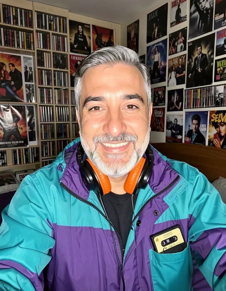 Omar's portrait, now with a windbreaker and cassette headphones