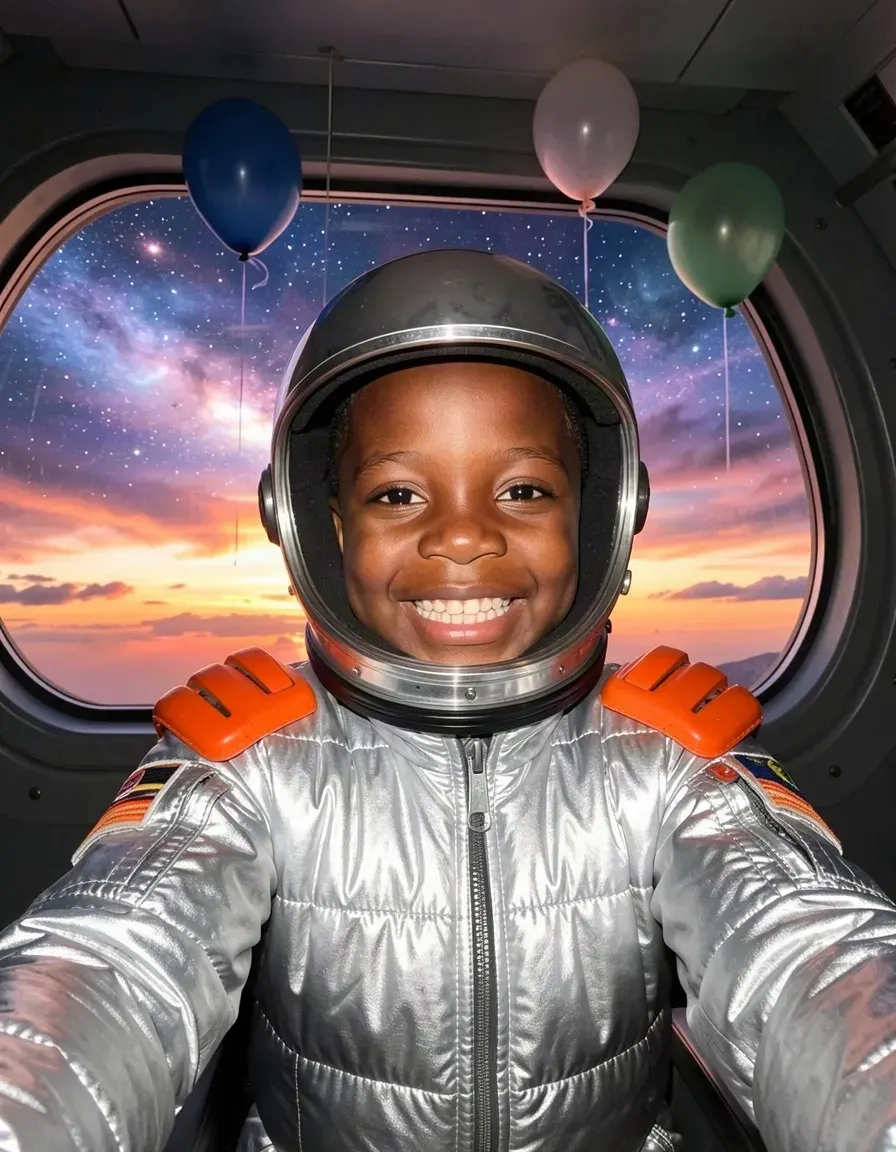 Wild theme: Nia's portrait, now with a silver space suit