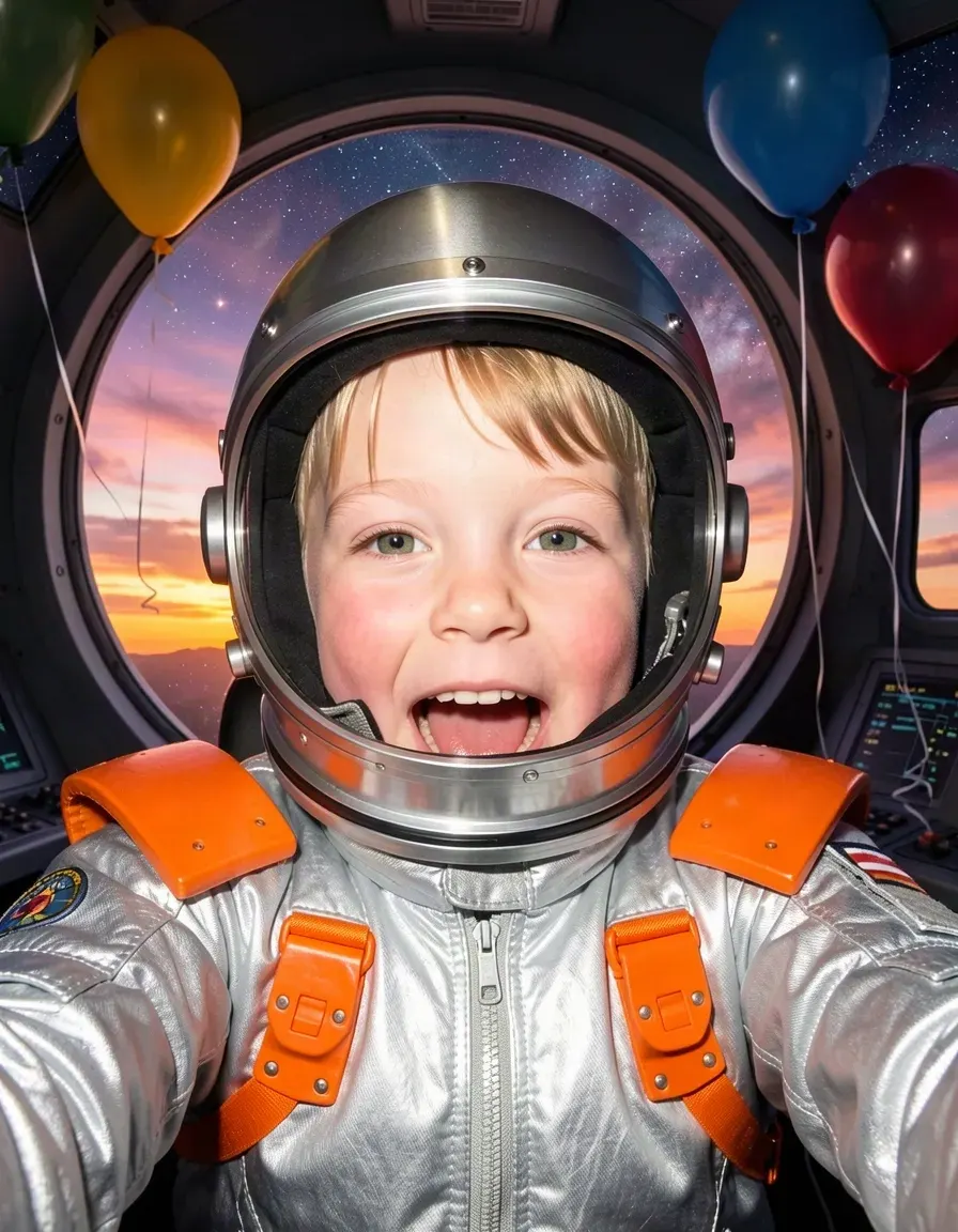 Finn's portrait, now with a silver space suit